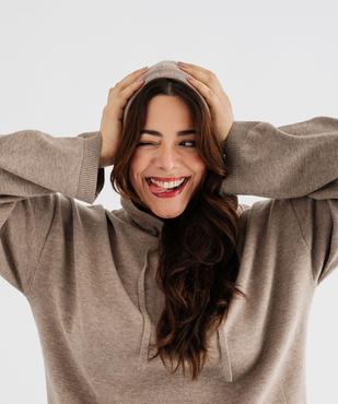 Pull à capuche coupe loose en fine maille femme vue1 - GEMO (G TAILLE) - GEMO