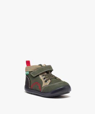 Chaussures premiers pas bébé garçon en cuir à lacets élastiques et à scratch - Kickers vue2 - KICKERS - GEMO