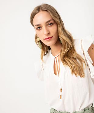 Blouse manches courtes avec volants aux emmanchures femme vue2 - GEMO(FEMME PAP) - GEMO