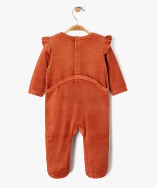 Pyjama en velours avec motif brodés et volants aux épaules bébé fille vue4 - GEMO 4G BEBE - GEMO