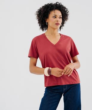 Tee-shirt manches courtes à col V en jersey de coton femme vue2 - GEMO 4G FEMME - GEMO