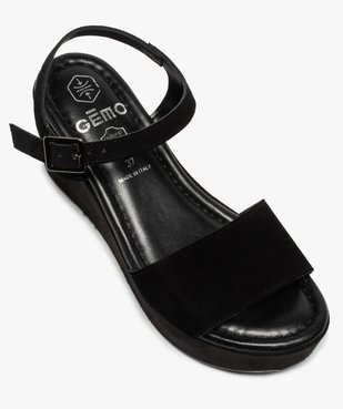 Sandales femme compensées dessus cuir suédé uni vue5 - GEMO(URBAIN) - GEMO