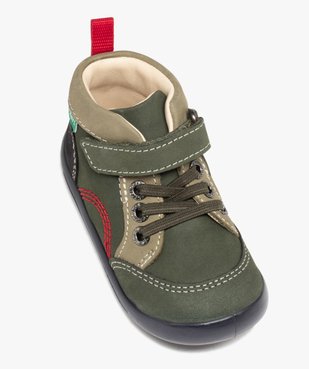 Chaussures premiers pas bébé garçon en cuir à lacets élastiques et à scratch - Kickers vue5 - KICKERS - GEMO