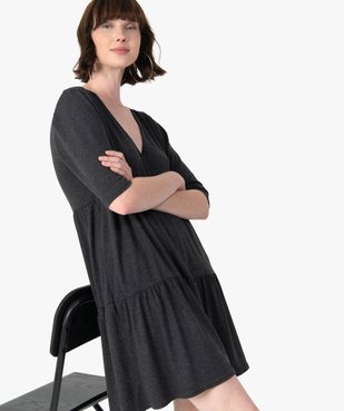 Robe femme en maille à volants et manches courtes vue1 - GEMO(FEMME PAP) - GEMO