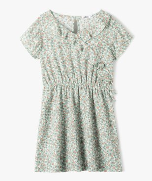 Robe fille fleurie en maille gaufrée vue1 - GEMO (ENFANT) - GEMO