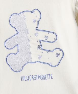 Pyjama en velours bicolore fille avec volants - LuluCastagnette vue2 - LULUCASTAGNETTE - GEMO