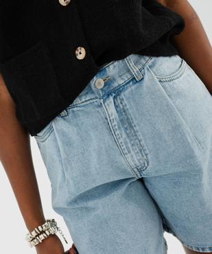 Bermuda en jean ample taille haute femme vue2 - GEMO(FEMME PAP) - GEMO