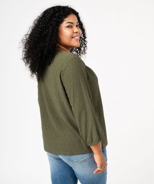 Blouse manches 3/4 en maille ajourée femme grande taille vue3 - GEMO 4G GT - GEMO