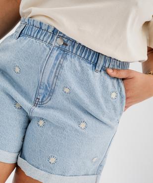 Short en jean brodé à taille paper bag femme grande taille vue2 - GEMO (G TAILLE) - GEMO