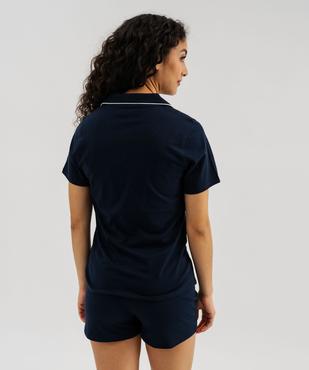 Pyjashort en coton femme vue3 - GEMO 4G FEMME - GEMO