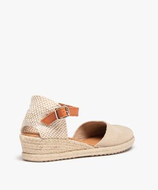 Sandales femme à petit talon compensé dessus cuir vue4 - GEMO (CASUAL) - GEMO