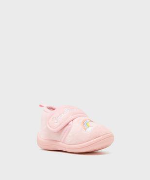 Chaussons en velours à scratch moelleux imprimé arc-en-ciel fille vue2 - GEMO (ENFANT) - GEMO