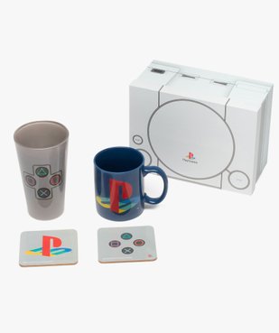 Coffret cadeau 4 pièces : 1 mug + 1 verre + 2 sous-verre - Playstation vue2 - PLAYSTATION - GEMO