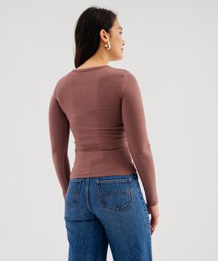 Tee-shirt manches longues extensible en coton et modal mélangés femme vue1 - GEMO(FEMME PAP) - GEMO
