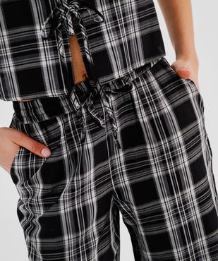 Pantalon large à carreaux avec taille élastique femme vue2 - GEMO(FEMME PAP) - GEMO