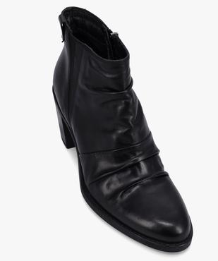Boots femme à talon dessus en cuir drapé uni vue5 - GEMO(URBAIN) - GEMO
