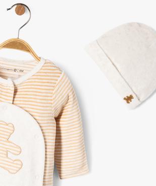 Ensemble 2 pièces bébé garçon pyjama en velours et bonnet- LuluCastagnette vue2 - LULUCASTAGNETTE - GEMO