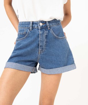 Short en jean ample à revers femme vue2 - GEMO(FEMME PAP) - GEMO