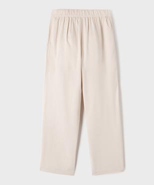 Pantalon large à pinces en lin et viscose fille vue3 - GEMO 4G FILLE - GEMO