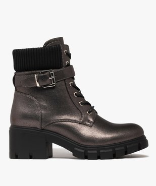 Boots femme à talon cranté et col chaussette effet métallisé scintillant vue1 - 5 MILES - GEMO
