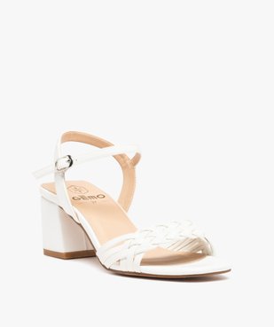 Sandales femme à talon et brides tressées unies vue2 - GEMO(URBAIN) - GEMO
