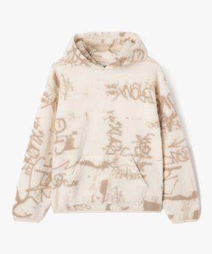 Sweat à capuche en sherpa avec inscriptions graffitis garçon vue2 - GEMO (JUNIOR) - GEMO