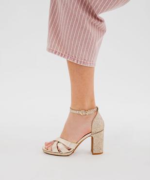 Sandales à talon haut métallisées et pailletées femme vue7 - VALENTINA BALDA - GEMO