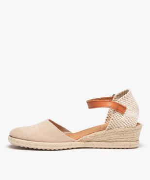 Sandales femme à petit talon compensé dessus cuir vue3 - GEMO (CASUAL) - GEMO