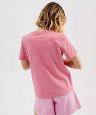 Tee-shirt manches courtes et col rond uni en coton résistant femme vue3 - GEMO(FEMME PAP) - GEMO