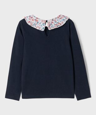 Tee-shirt manches longues à col Claudine fleuri fille vue5 - GEMO 4G FILLE - GEMO