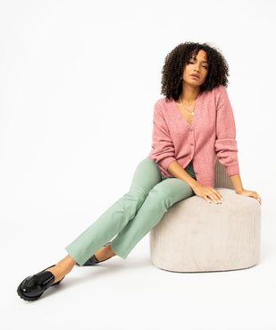 Gilet coupe droite en maille douillette ajourée femme vue5 - GEMO 4G FEMME - GEMO