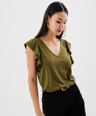 Tee-shirt manches courtes volantés à paillettes femme vue1 - GEMO(FEMME PAP) - GEMO