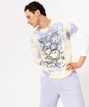 Tee-shirt manches courtes tie-and-dye à motifs homme - Smiley World vue2 - SMILEY WORLD - GEMO