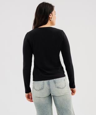 Tee-shirt manches longues et col V uni femme vue8 - GEMO 4G FEMME - GEMO