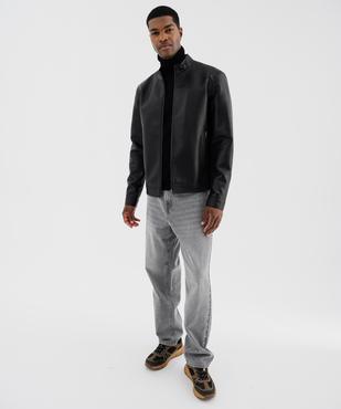 Blouson en cuir imitation fermeture zippée homme vue6 - GEMO (HOMME) - GEMO