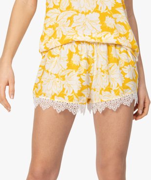 Short de pyjama femme fluide à dentelle à motif floral vue1 - GEMO(HOMWR FEM) - GEMO