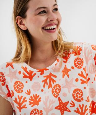 Chemise de nuit en coton à motifs marins femme vue2 - GEMO 4G FEMME - GEMO