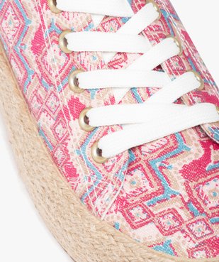 Baskets femme en toile imprimée et semelle cordelette vue7 - GEMO 4G FEMME - GEMO