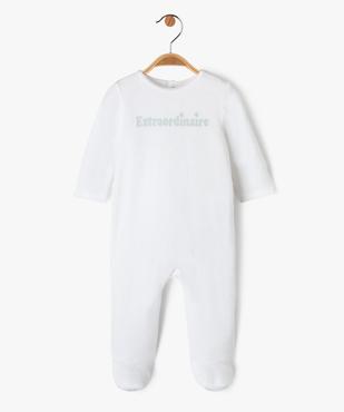 Pyjama dors-bien en velours avec message bébé vue1 - PREMIER PRIX BY GEMO - GEMO