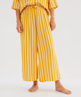 Pantalon de pyjama à rayures en viscose femme vue1 - GEMO 4G FEMME - GEMO