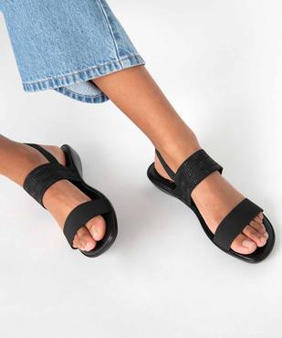 Sandales femme à larges brides élastiques et strass vue1 - GEMO (CASUAL) - GEMO