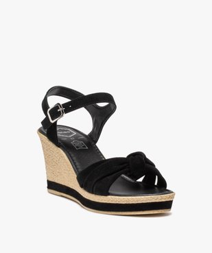 Sandales femme compensées dessus cuir suédé - Tanéo vue2 - TANEO - GEMO