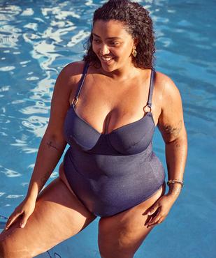 Maillot de bain une pièce femme grande taille à paillettes vue7 - GEMO (PLAGE) - GEMO