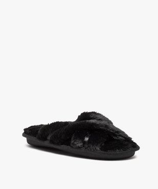 Chaussons femme mules ouvertes en fourrure imitation vue2 - GEMO(HOMWR FEM) - GEMO