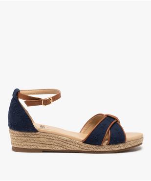 Sandales femme compensées à brides en dentelle anglaise vue1 - GEMO (CASUAL) - GEMO