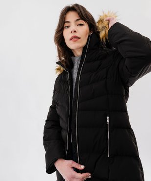 Doudoune longue avec capuche en fourrure imitation femme vue2 - GEMO(FEMME PAP) - GEMO