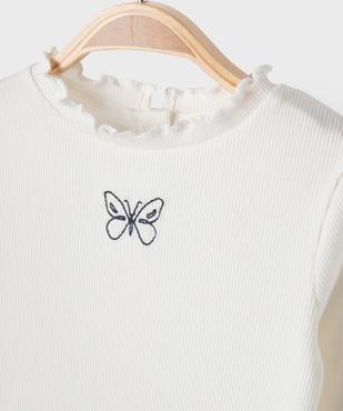 Tee-shirt manches longues à motif brodé et finitions froncées bébé fille vue2 - GEMO 4G BEBE - GEMO