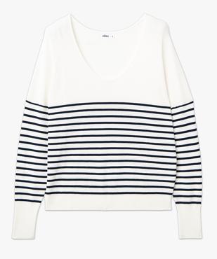Pull rayée à col V en fine maille femme vue4 - GEMO 4G FEMME - GEMO