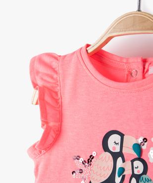 Tee-shirt bébé fille sans manches à volants et motif exotique vue2 - GEMO(BEBE DEBT) - GEMO