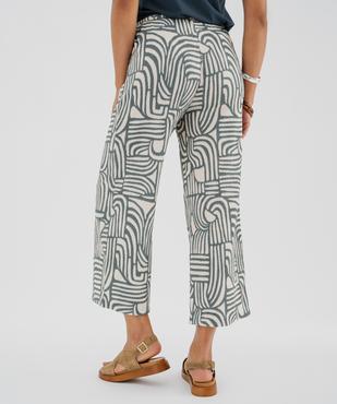 Pantalon ample en matière texturée avec ceinture élastique femme vue3 - GEMO 4G FEMME - GEMO